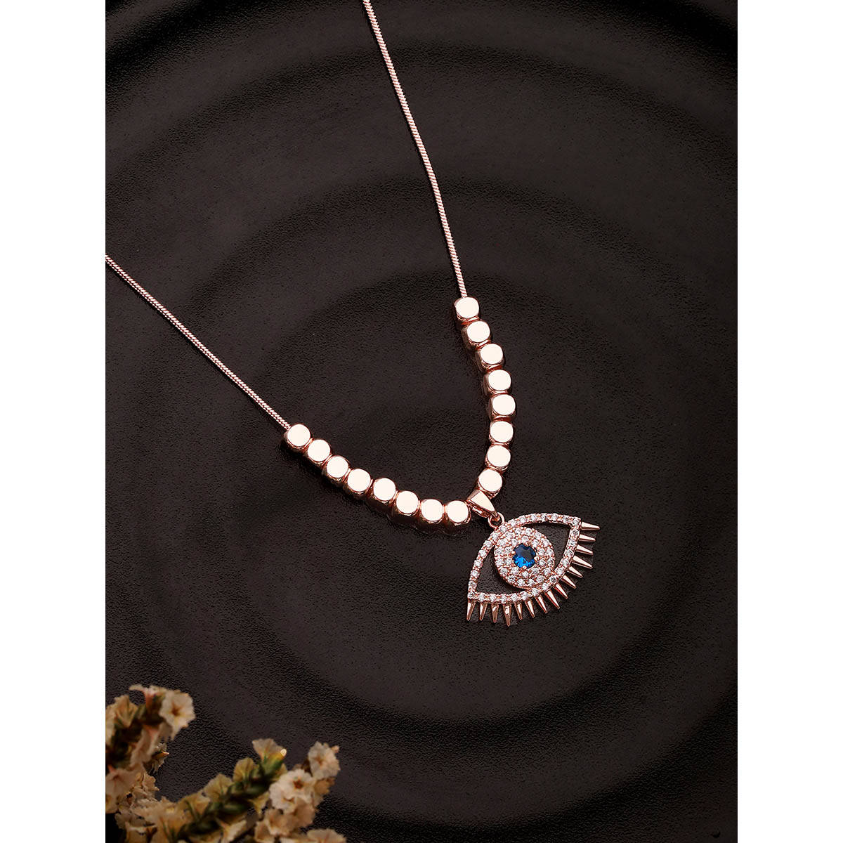 Aatmana Rose Gold Plated and Blue Brass Handcrafted Necklace