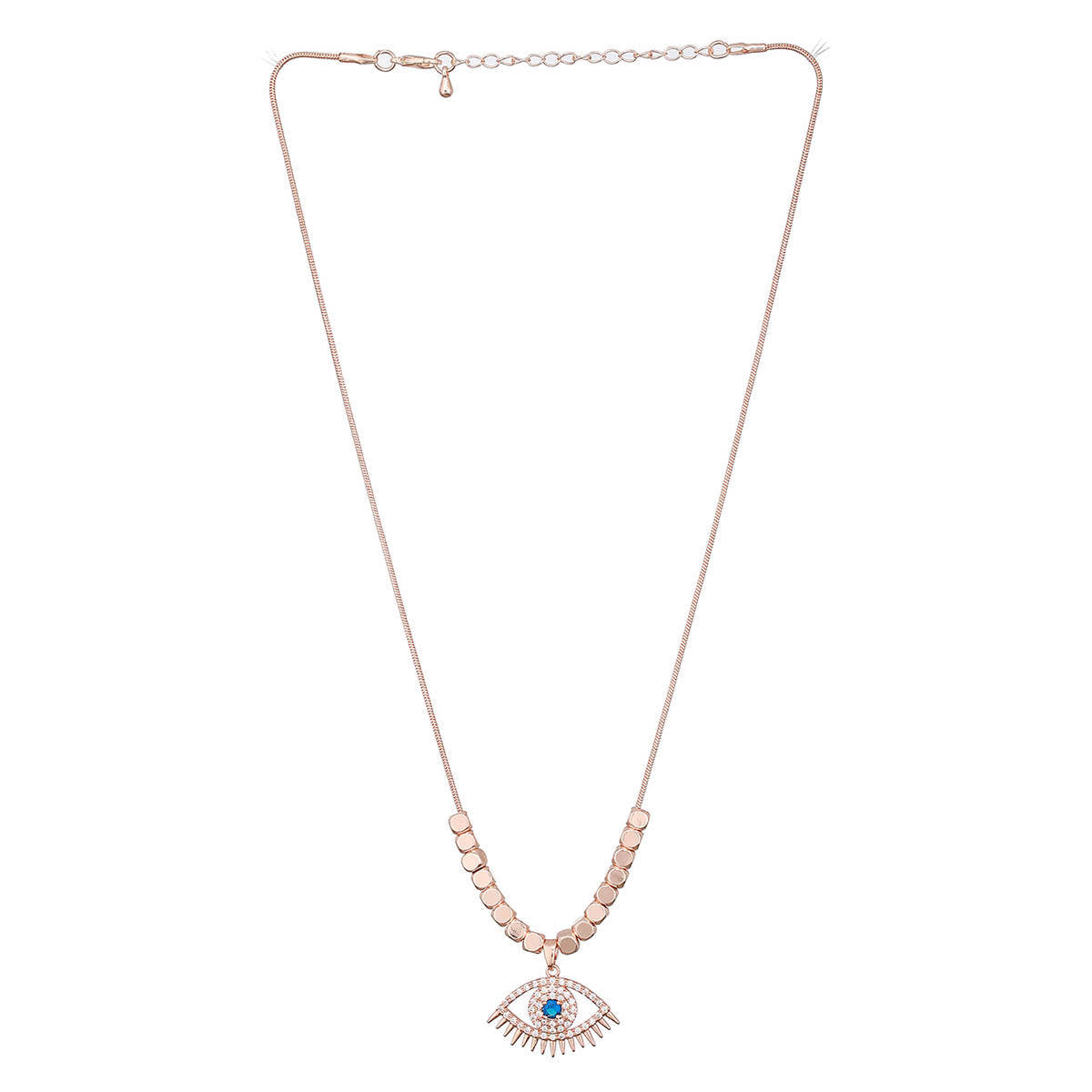 Aatmana Rose Gold Plated and Blue Brass Handcrafted Necklace
