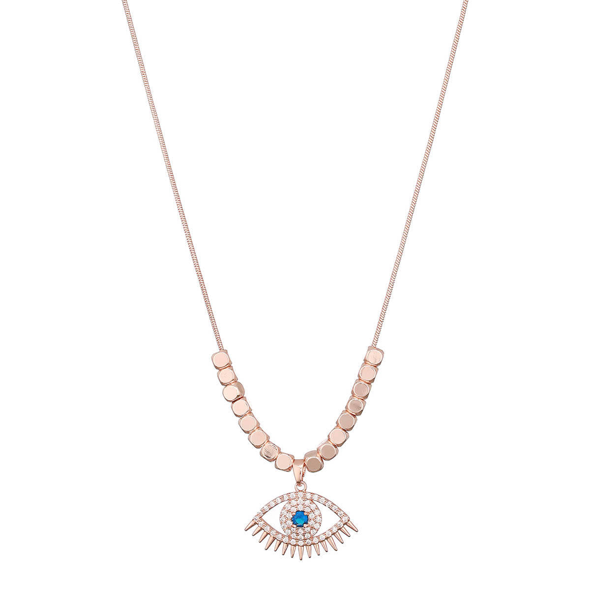 Aatmana Rose Gold Plated and Blue Brass Handcrafted Necklace