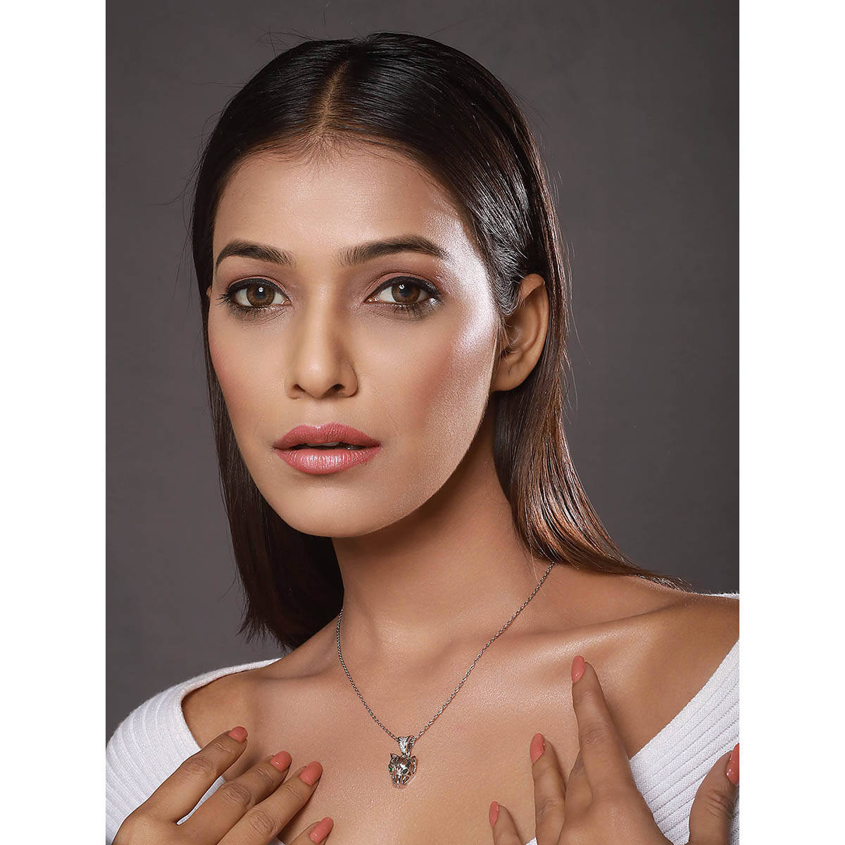 Aatmana Silver-Plated Cz Studded Snake Necklace · One Size