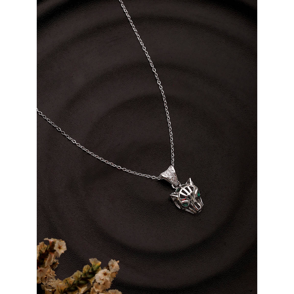 Aatmana Silver-Plated Cz Studded Snake Necklace · One Size