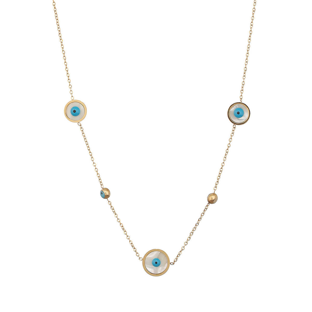 Aatmana Brass Gold-Plated Evil Eye Enamelled Chain