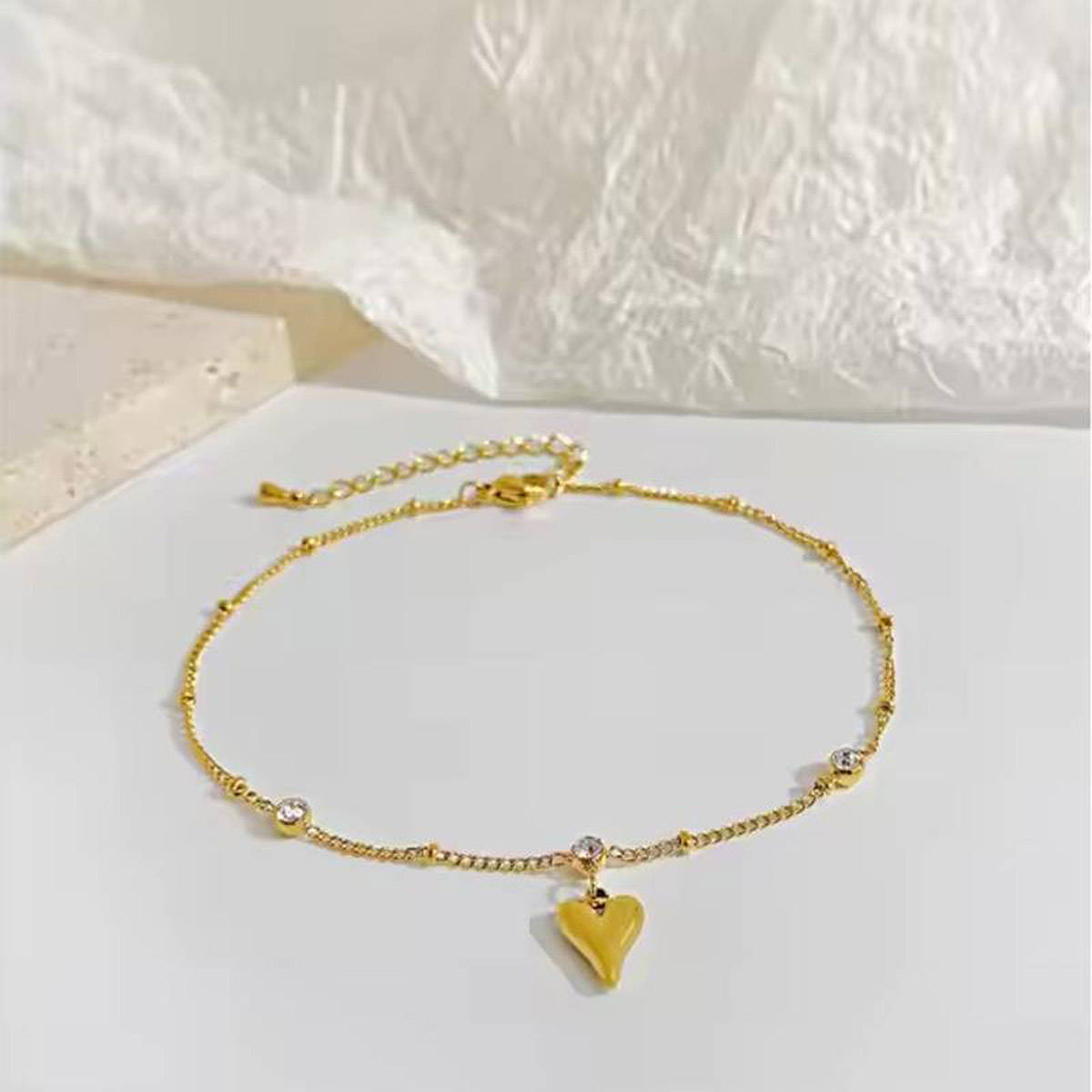 Aatmana White Gold Plated Stones Anklet