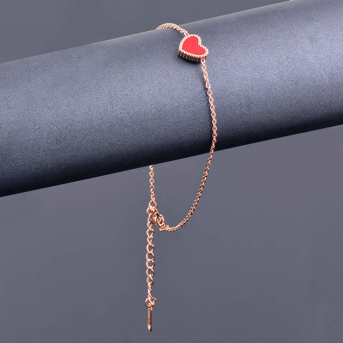Aatmana Red Rose Gold Plated Stones Anklet · One Size