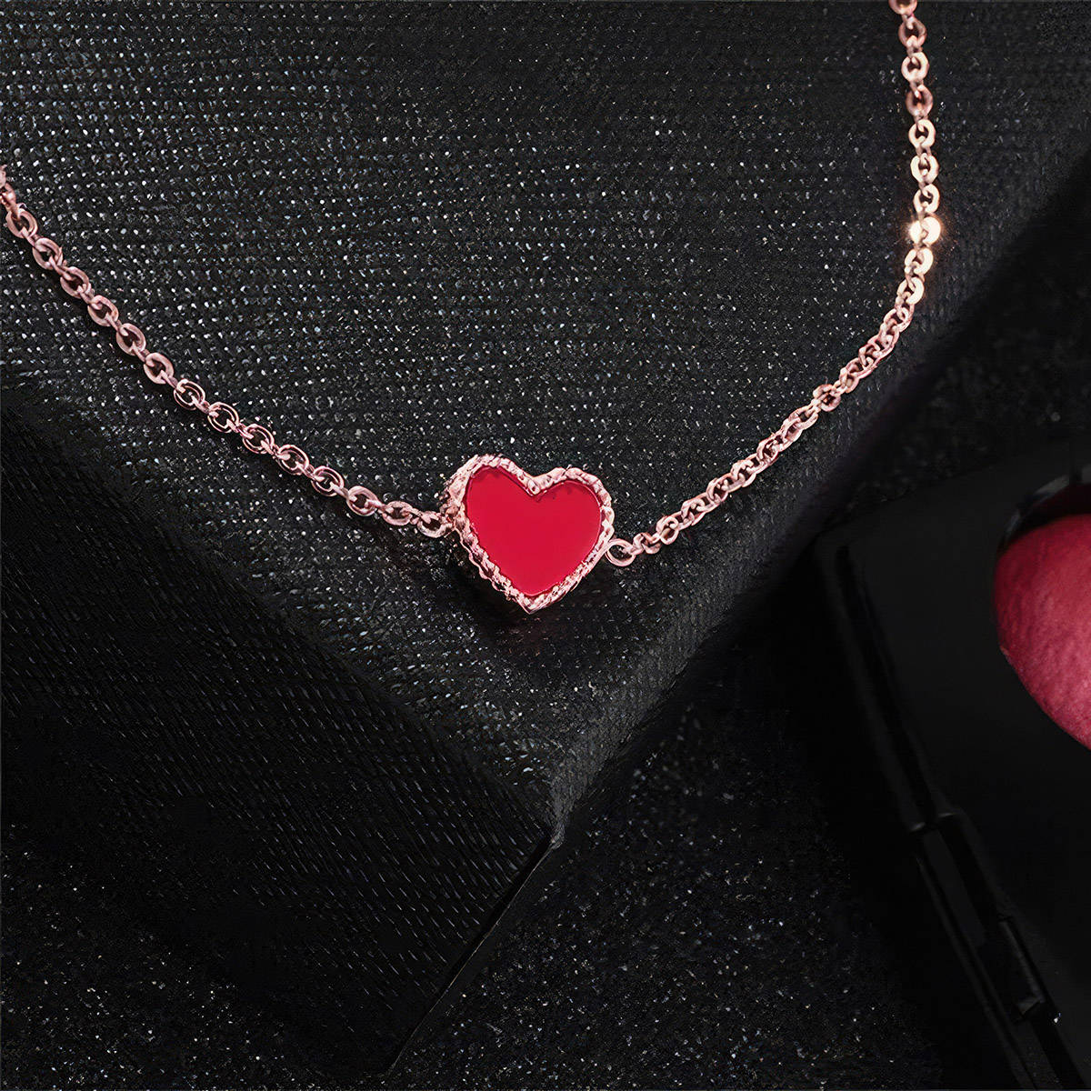 Aatmana Red Rose Gold Plated Stones Anklet · One Size