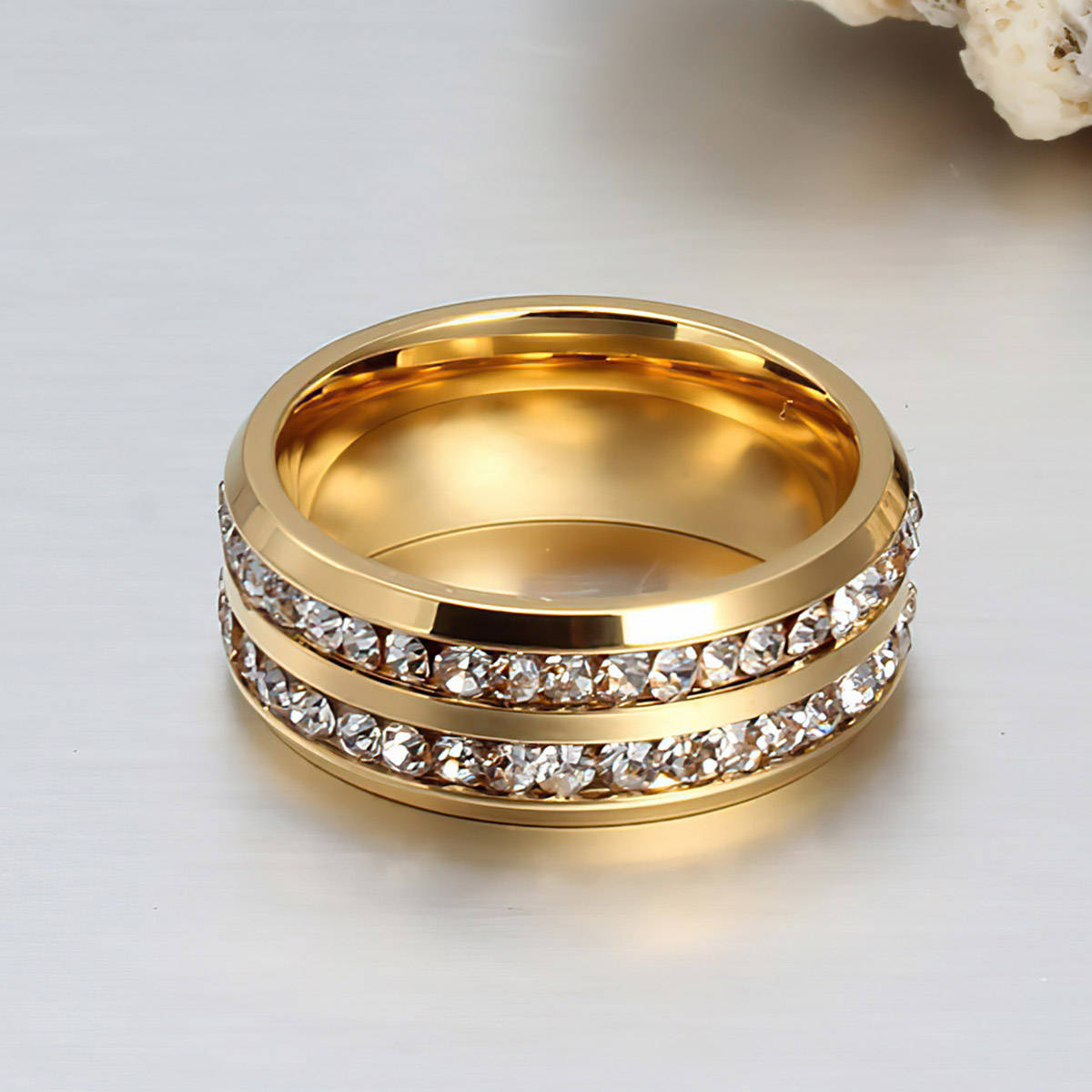 Aatmana White Gold Plated Stones Rings