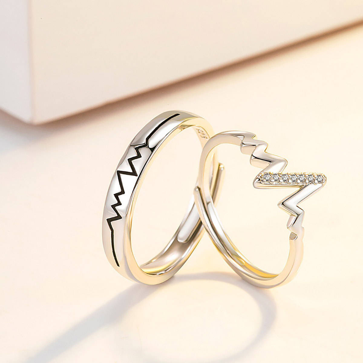 Aatmana White Silver Plated Stones Rings (Set of 2)