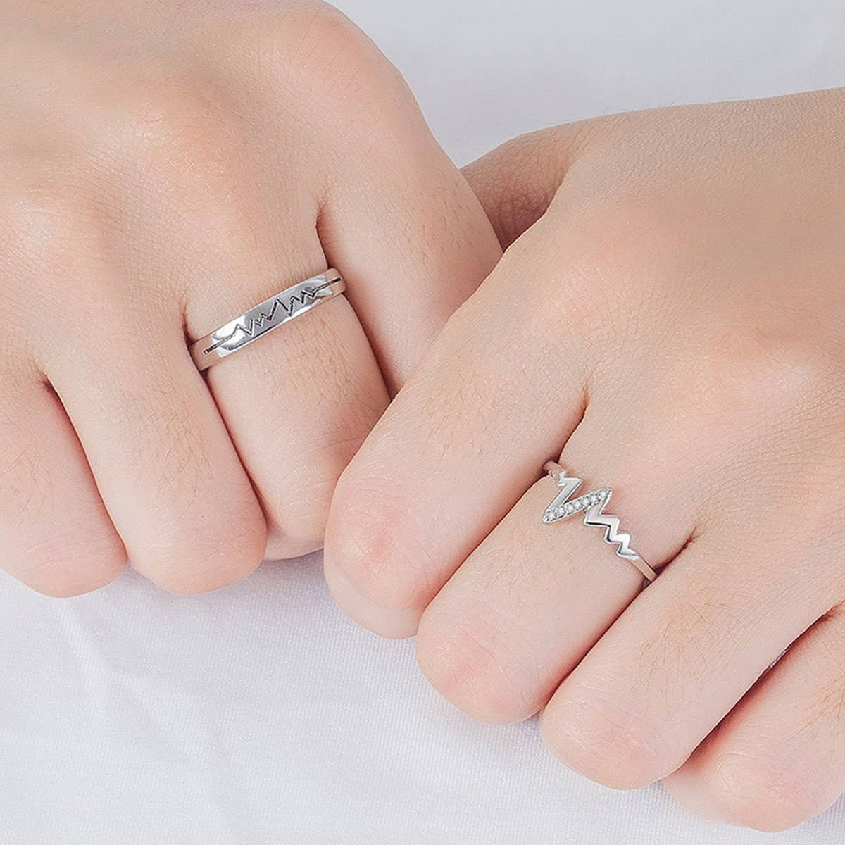 Aatmana White Silver Plated Stones Rings (Set of 2)