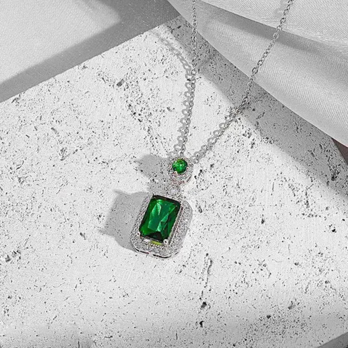 Aatmana Green Silver Plated Stones Necklace