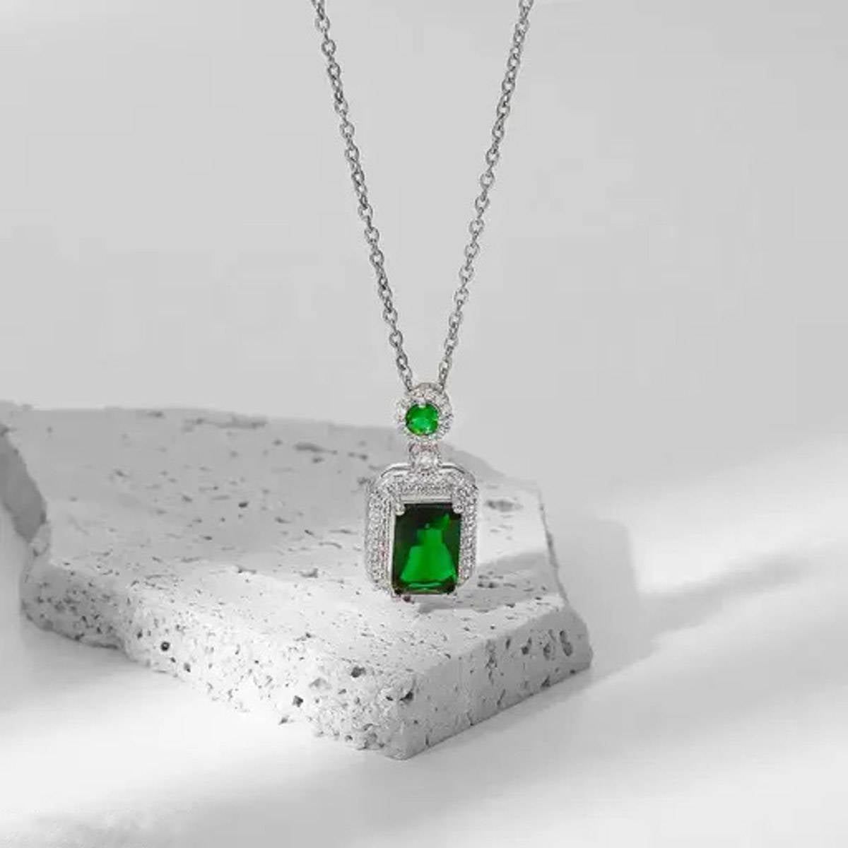 Aatmana Green Silver Plated Stones Necklace