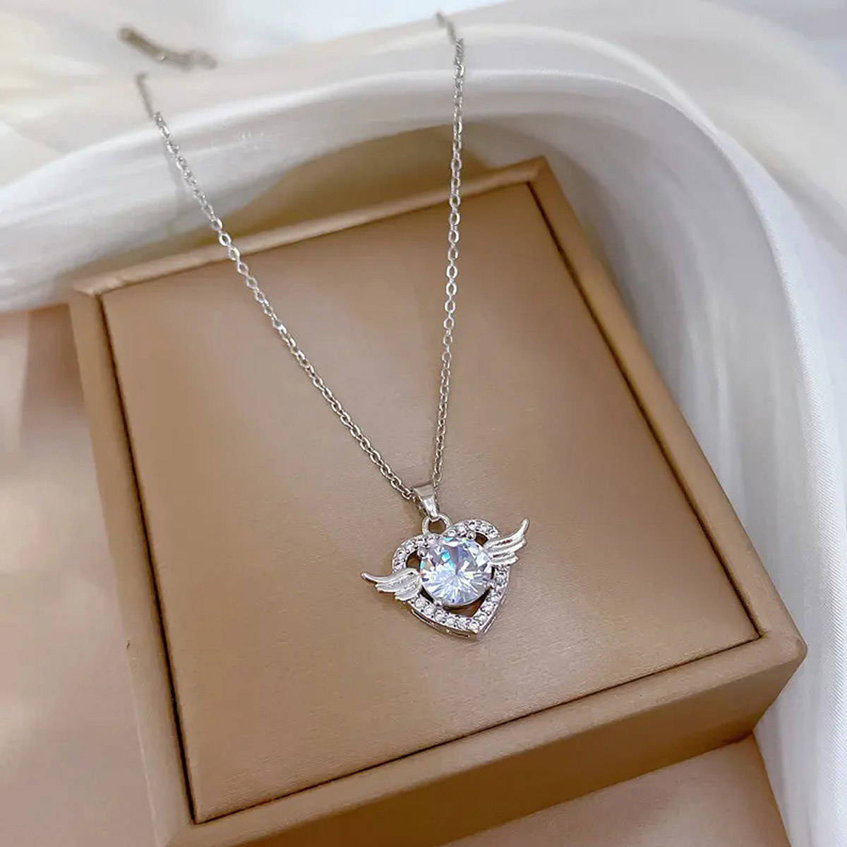 Aatmana White Silver Plated Stones Necklace