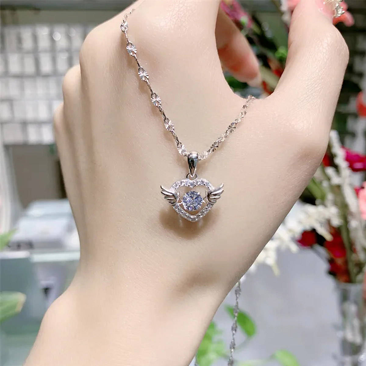 Aatmana White Silver Plated Stones Necklace