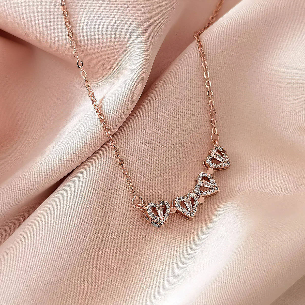 Aatmana White Rose Gold Plated Stones Necklace