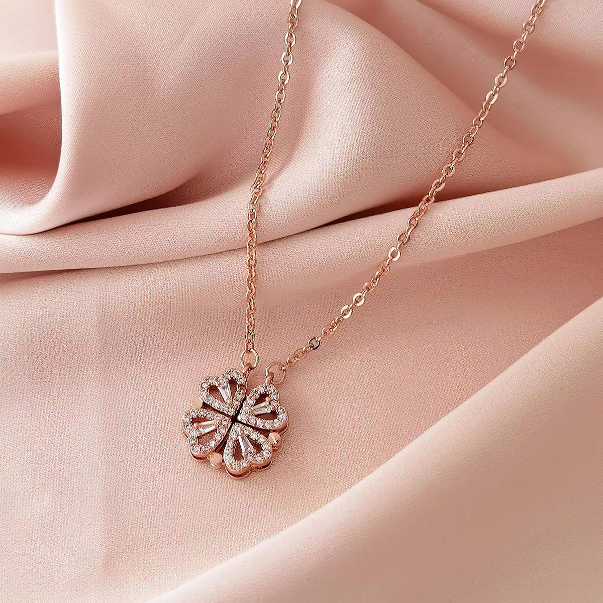 Aatmana White Rose Gold Plated Stones Necklace
