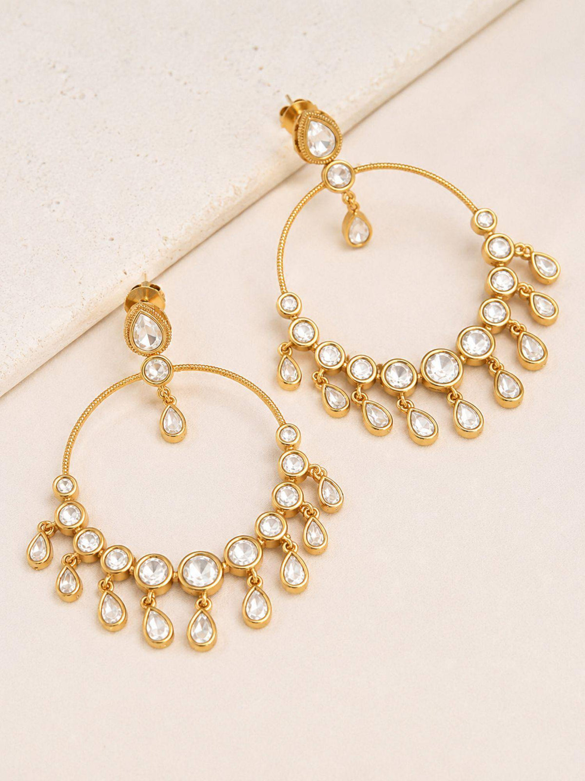 Abdesigns Women White Statement Brass Pair Of Earrings · One Size
