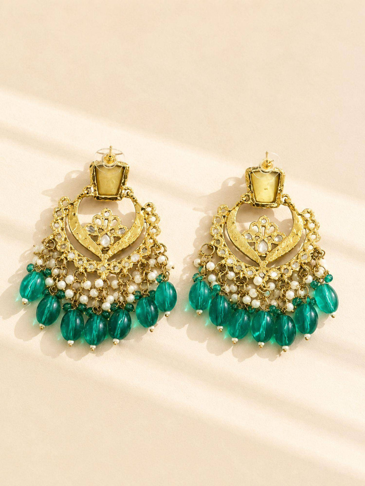 Abdesigns Women Blue Stones Brass Pair Of Earrings