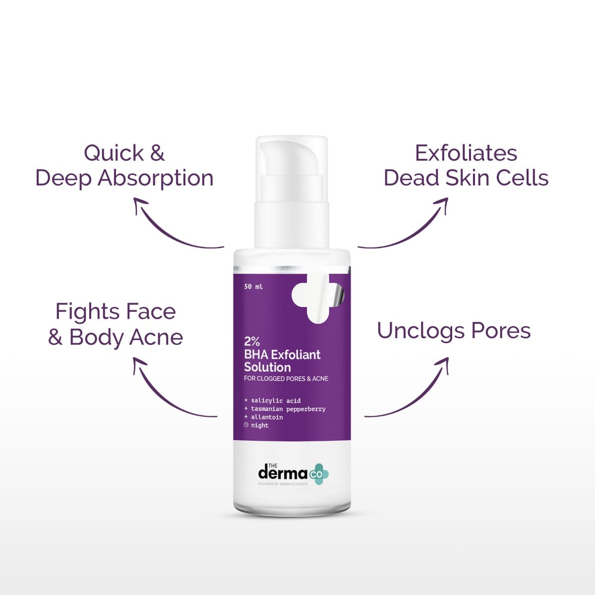 The Derma - 2% BHA Exfoliant Solution with Salicylic Acid & Tasmanian Pepperberry (50mL)