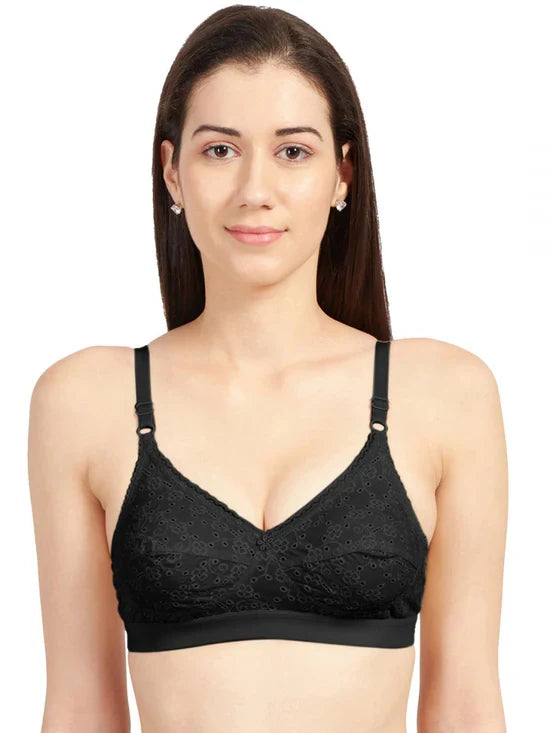 SONARI Cream Chikankari Bra 34(C) / BLACK