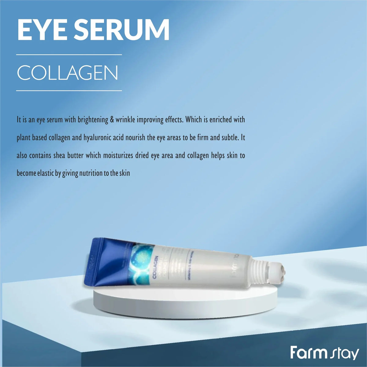 FARMSTAY Collagen Water Full Moist Rolling Eye Serum (For Dark Circles & Anti Wrinkles) 25ml