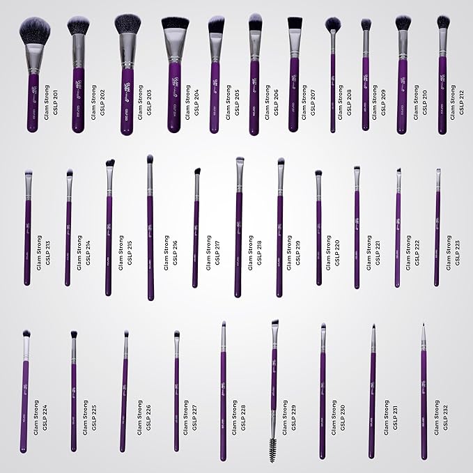 London Prime Glamstrokes 32 Pcs Budget Friendly Makeup Brush Set (Black) – Soft & Lightweight Face and Eye Brushes, Daily Use Makeup Kit for Beginners, Travel-F