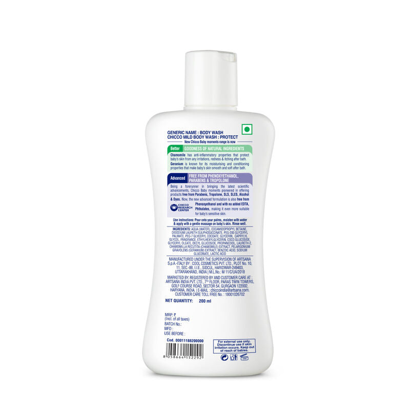 Chicco Baby Moments Mild Body Wash No Tears Chamomile And Geranium 0% 200ml