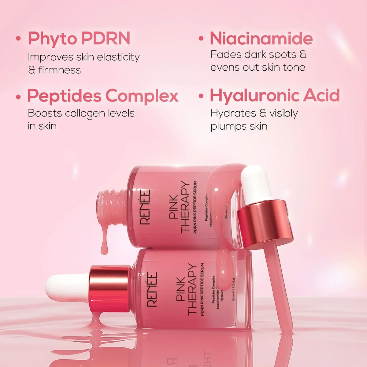 RENEE Pink Therapy PDRN Pink Peptide Serum For Hydrated & Radiant Skin 30ml