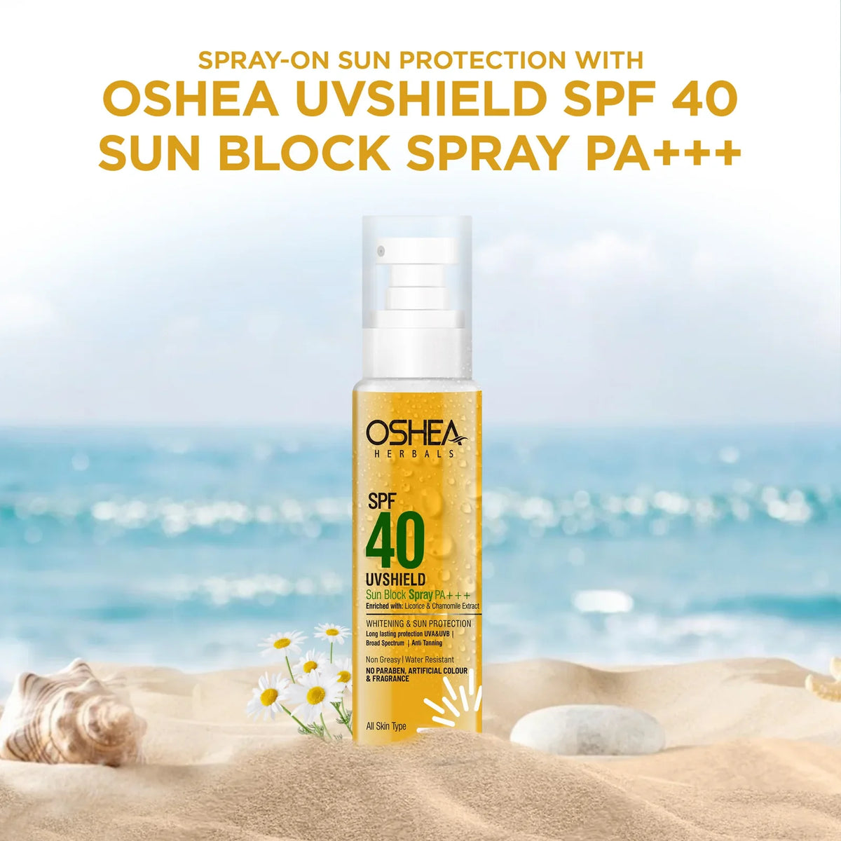 Oshea Herbals Uv Shield Sun Block Spray SPF 40 PA+++ All Type Skin 120ml