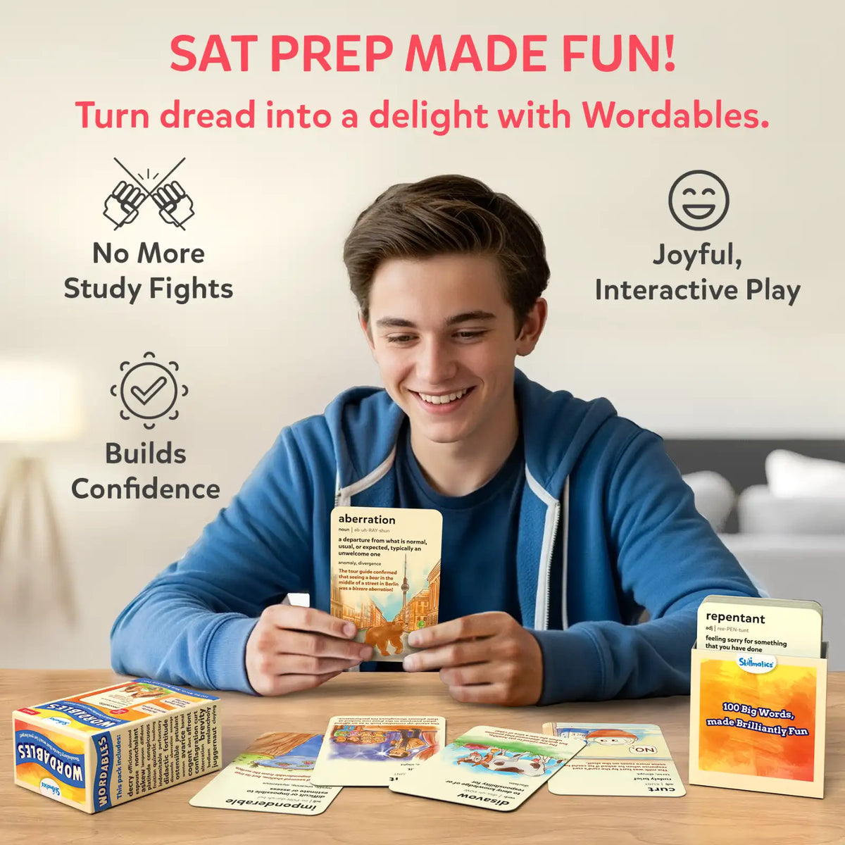 Skillmatics Wordables: Level 3 | Vocabulary Flash Cards for SAT Prep (ages 12+)