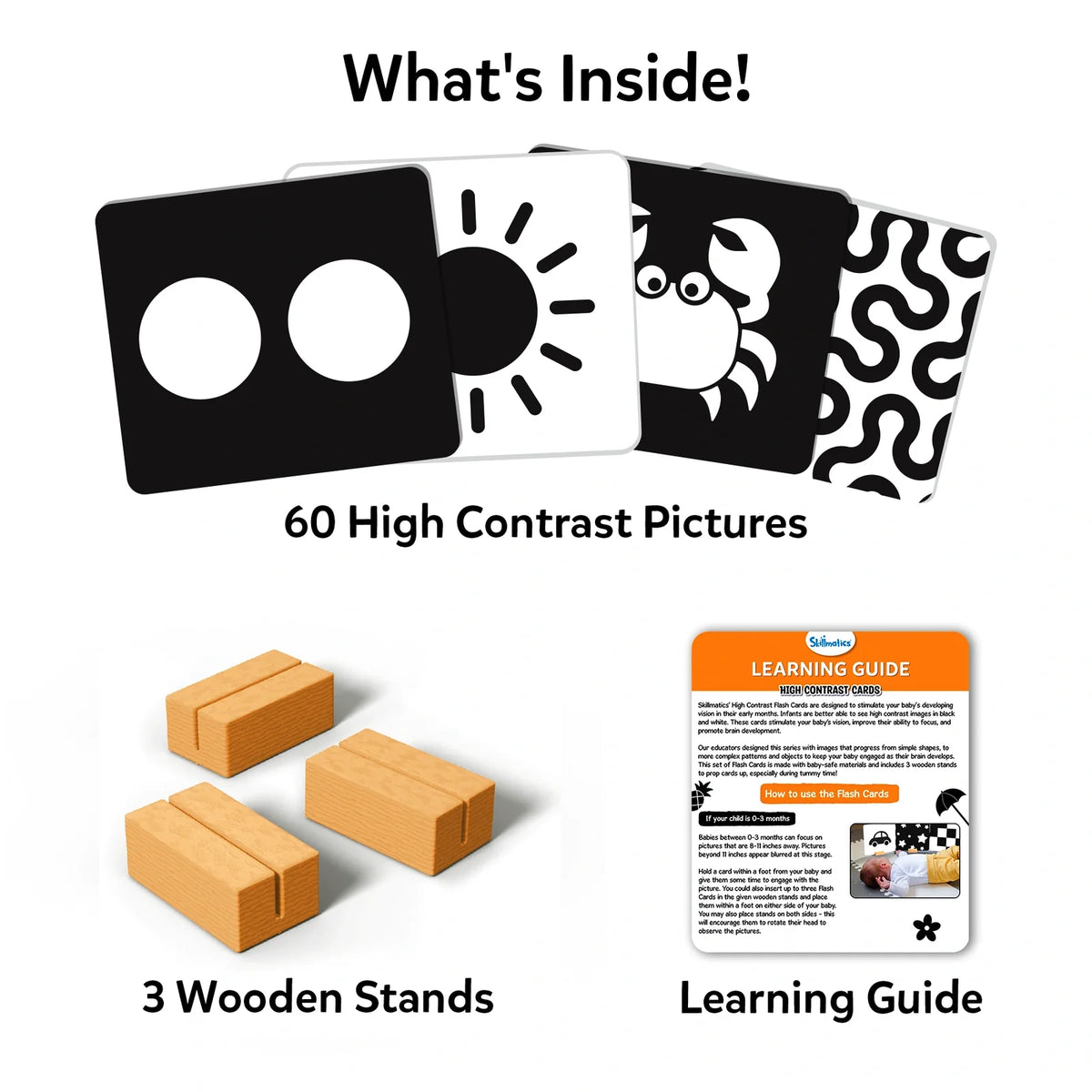 Skillmatics High Contrast Flash Cards for Infants (0-12 months) | 60 Large Pictures, Visual Stimulation & Sensory Development