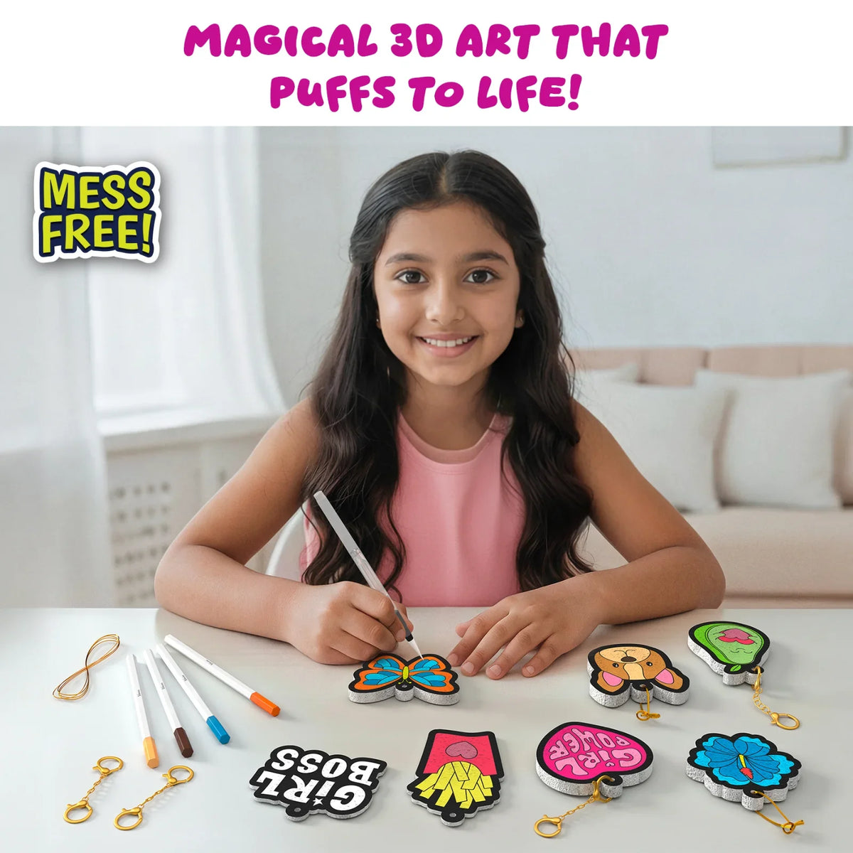 Skillmatics Aqua Puffs: Girl Power | 3D Art Kit | Gifts for Girls Ages 4-10