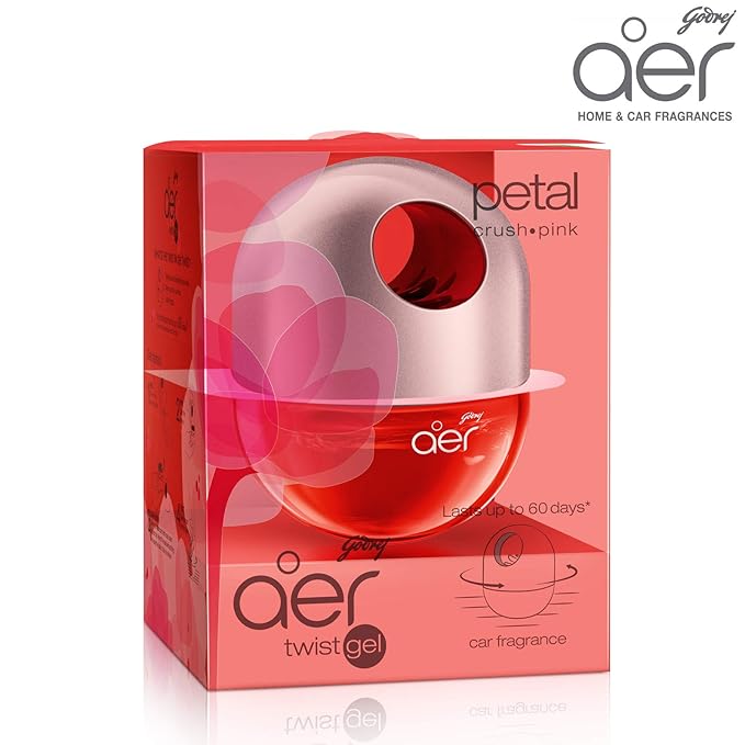 Godrej aer Twist Car Air Freshener Gel | Car Accessories | Petal Crush Pink 45g