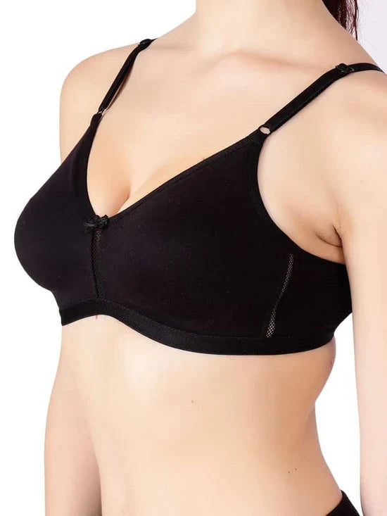 Floret Katrina Full Coverage Women Non Padded Wired Free Bra 30(B) / BLACK