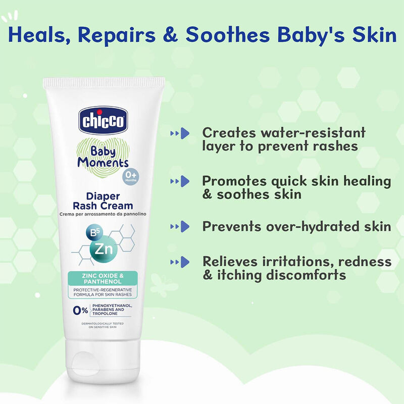 Chicco Baby Moments Diaper Rash Cream Zinc Oxide Panthenol 0% 100gm