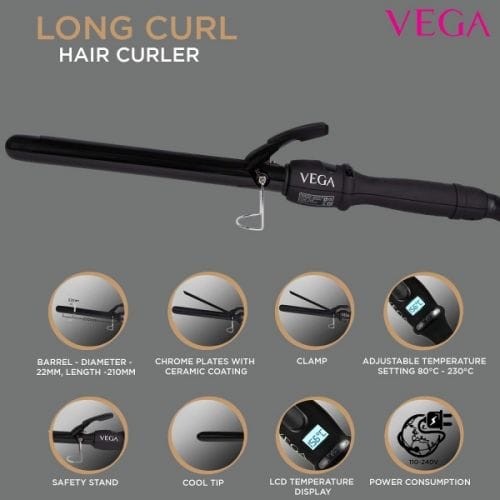 Vega - Long Curl Hair Curler (22MM Barrel) - (VHCH-04)
