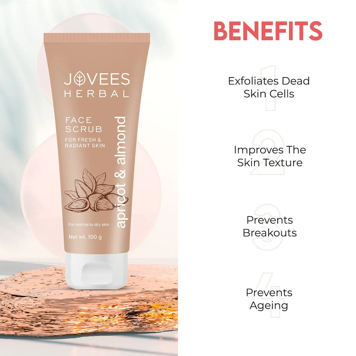 JOVEES HERBAL Jovees Apricot & Almond Face Scrub Infused With Wheatgerm Oil 100g