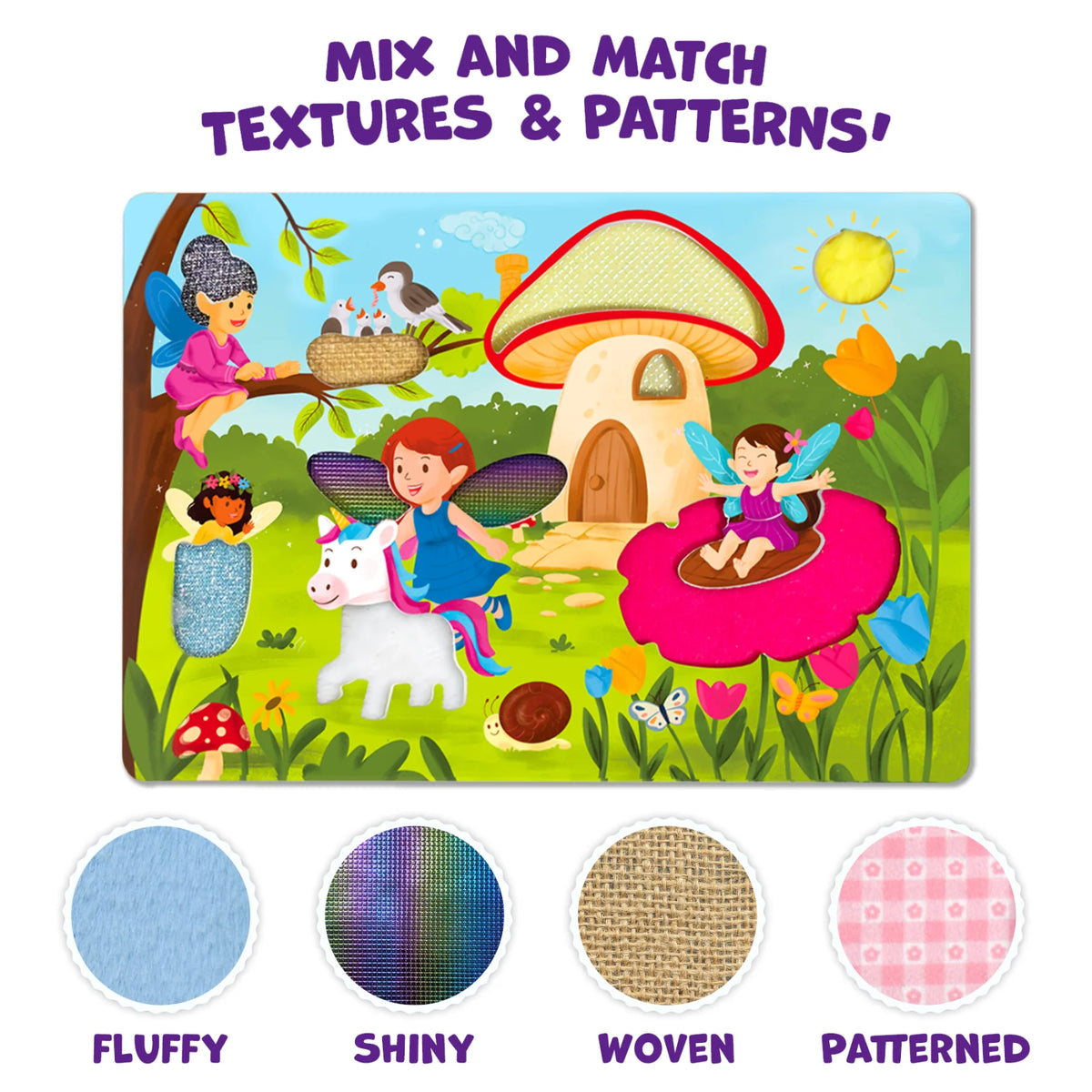 Skillmatics Fab Tabs: Unicorns & Princesses | Tactile & Sensory Fabric Art (ages 4+)