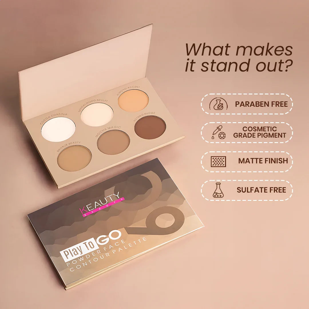 KEAUTY BEAUTY PLAY TO GO POWDER FACE CONTOUR PALETTE 6C