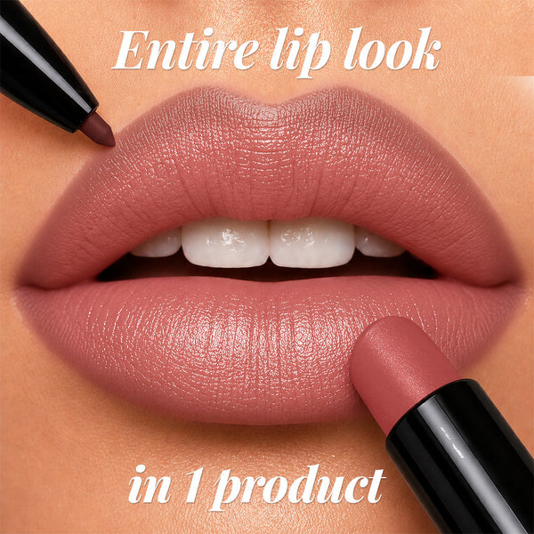 Twin Flame 2in1 Lipstick + Lip Liner 01 Love Struck HIGH-SHINE GLOSSY LIPSTICK | TRANSFER-PROOF MATTE LIP LINER  Selected Shade: 01 Love Struck
