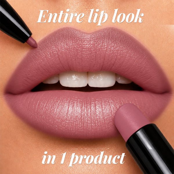Twin Flame 2in1 Lipstick + Lip Liner 02 Soft Launch HIGH-SHINE GLOSSY LIPSTICK | TRANSFER-PROOF MATTE LIP LINER Selected Shade: 02 Soft Launch