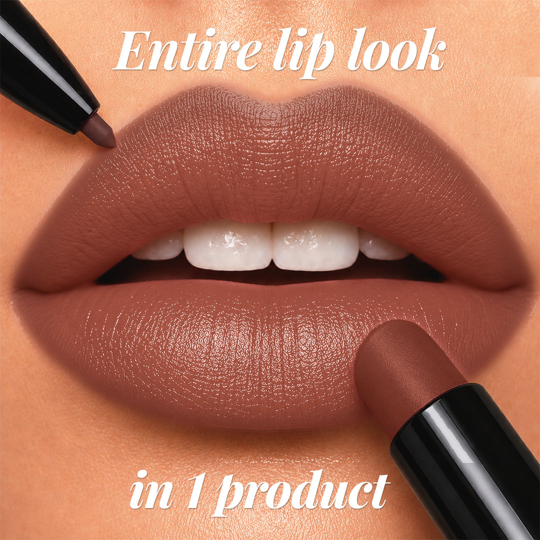 Twin Flame 2in1 Lipstick + Lip Liner 05 Hot Date HIGH-SHINE GLOSSY LIPSTICK | TRANSFER-PROOF MATTE LIP LINER Selected Shade: 05 Hot Date