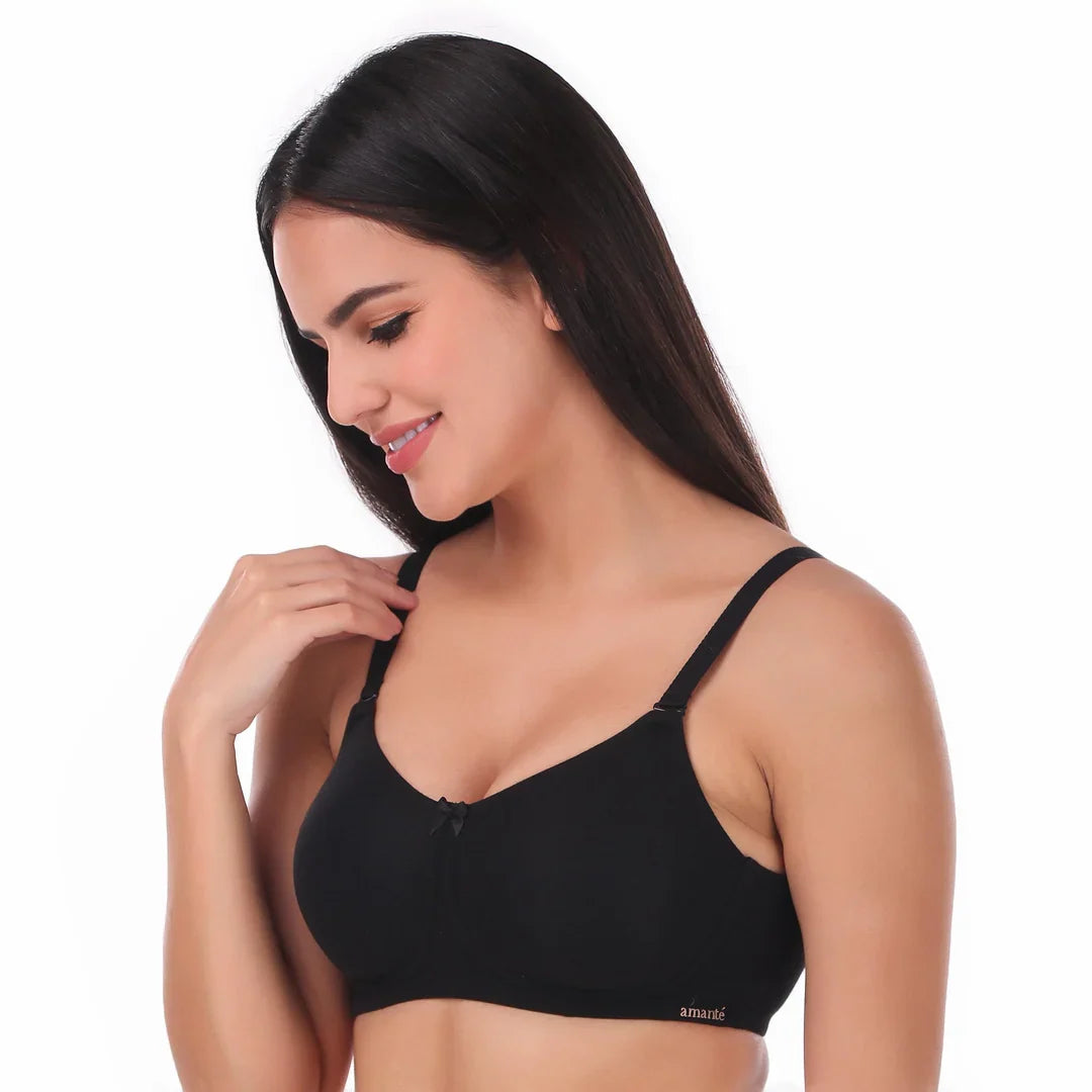 AMANTE-BRA75301 Essential Comfort Non-Padded Non-Wired Bra 32B / BLACK