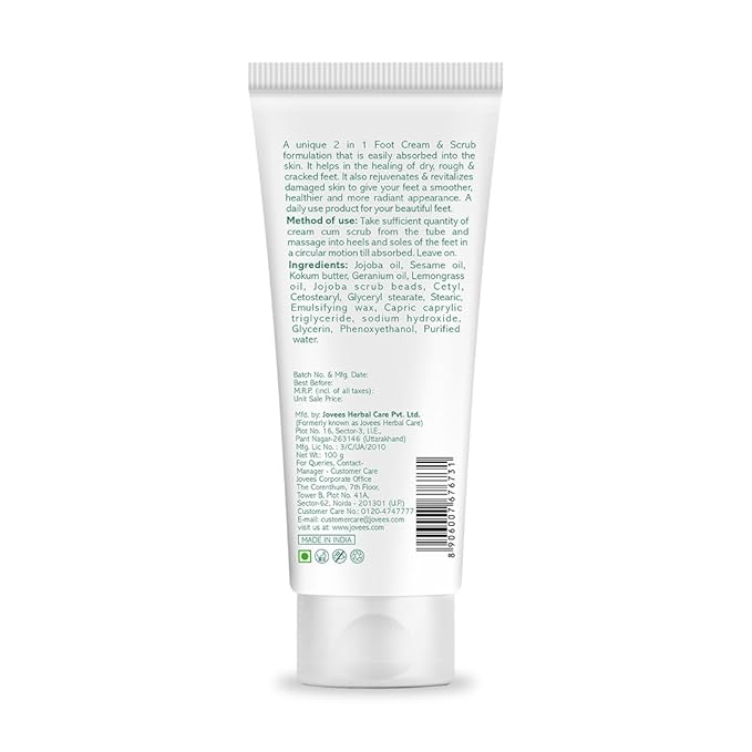 JOVEES HERBAL Jovees Foot Care Cream & scrub | 2-in-1 Formula | Hydrates & Heals