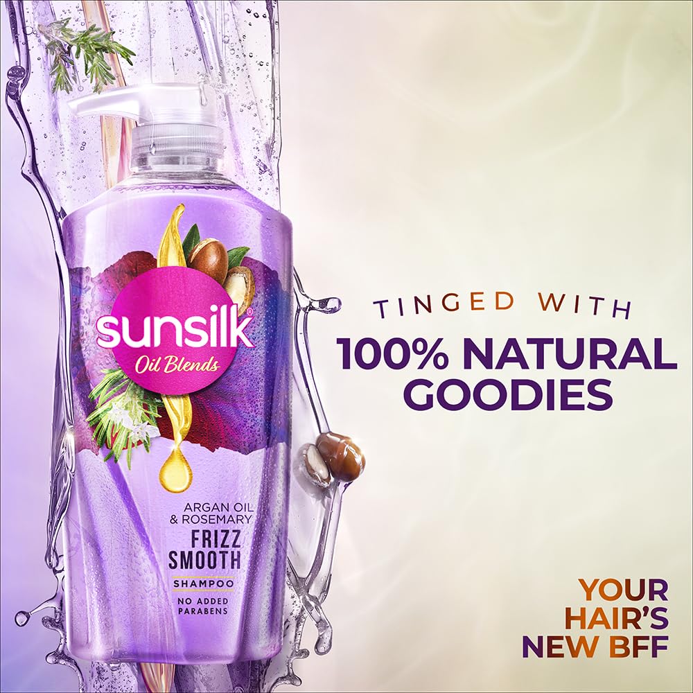 Sunsilk Argan Oil & Rosemary Frizz Smooth Oil Blends Shampoo | for Frizzy Hair | with No Added Parabens 700ml