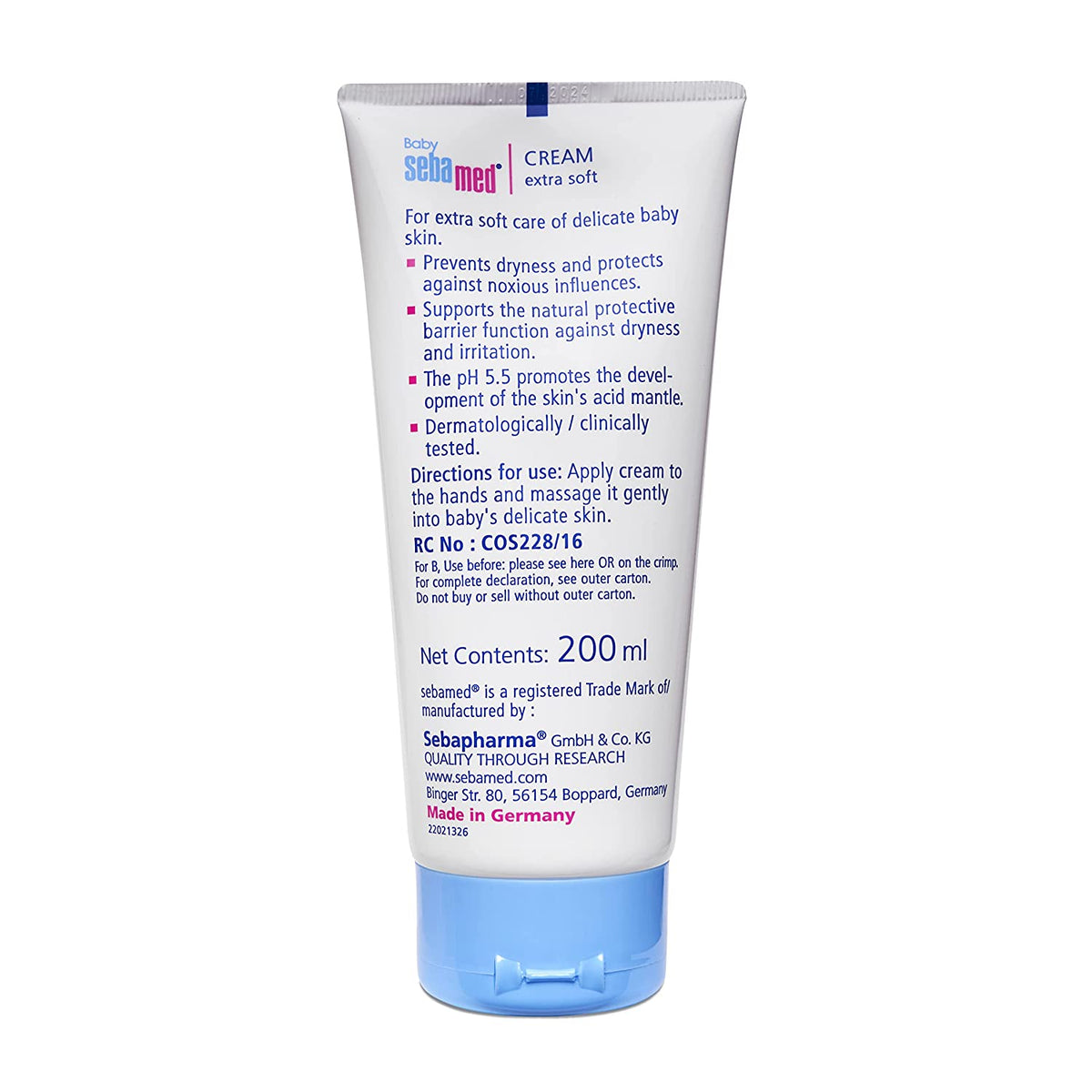 Sebamed Baby PH 5.5 Cream Extra Soft For Delicate Skin With Panthenol 200ml