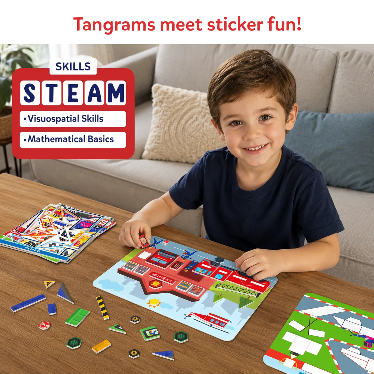 Skillmatics Tangram Twist - Off We Go! | No Mess Sticker Art (ages 4-7)