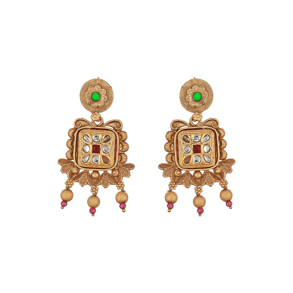 Aatmana 24K Gold-Plated Multi-Color Stone Studded Beaded Handcrafted Traditional Necklace