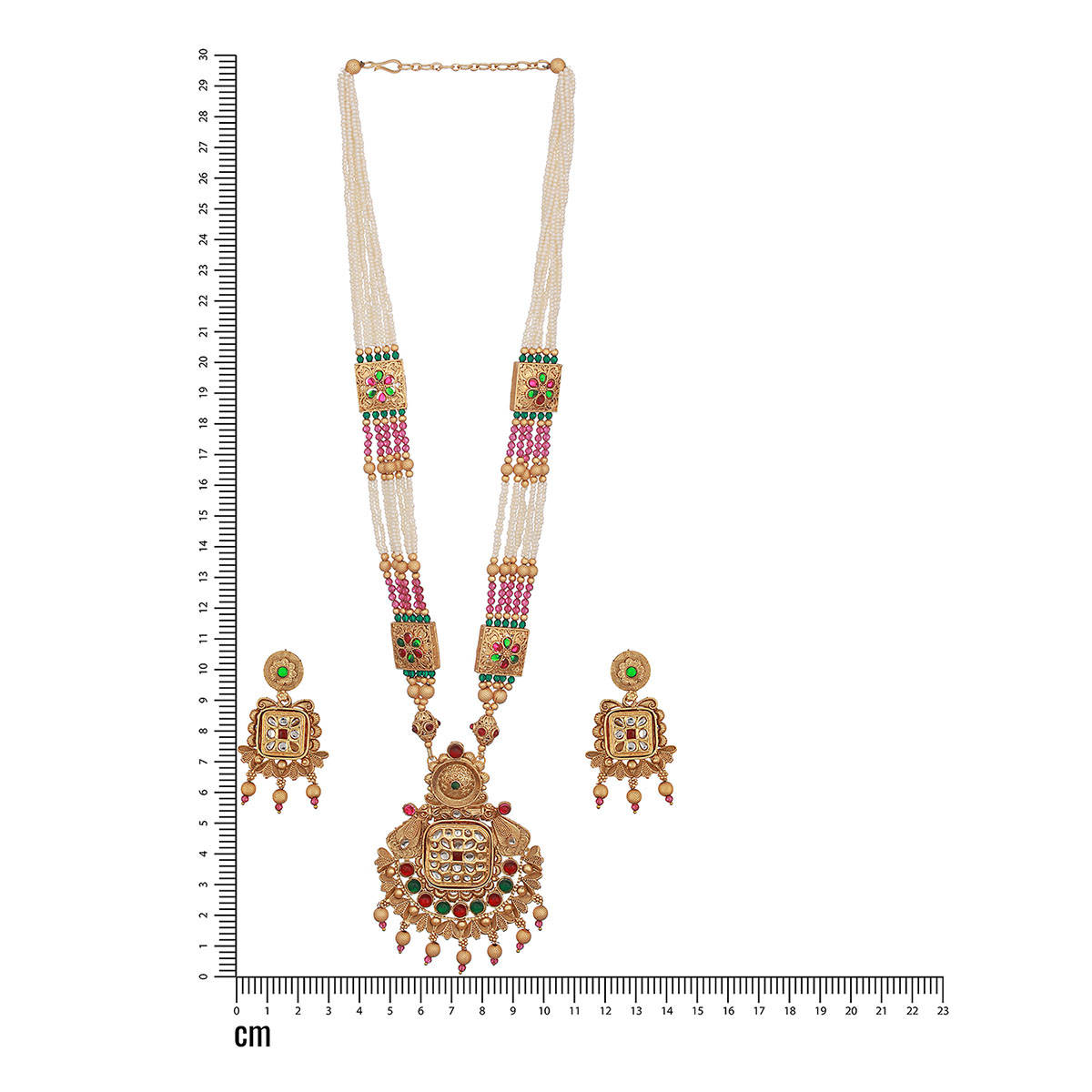 Aatmana 24K Gold-Plated Multi-Color Stone Studded Beaded Handcrafted Traditional Necklace