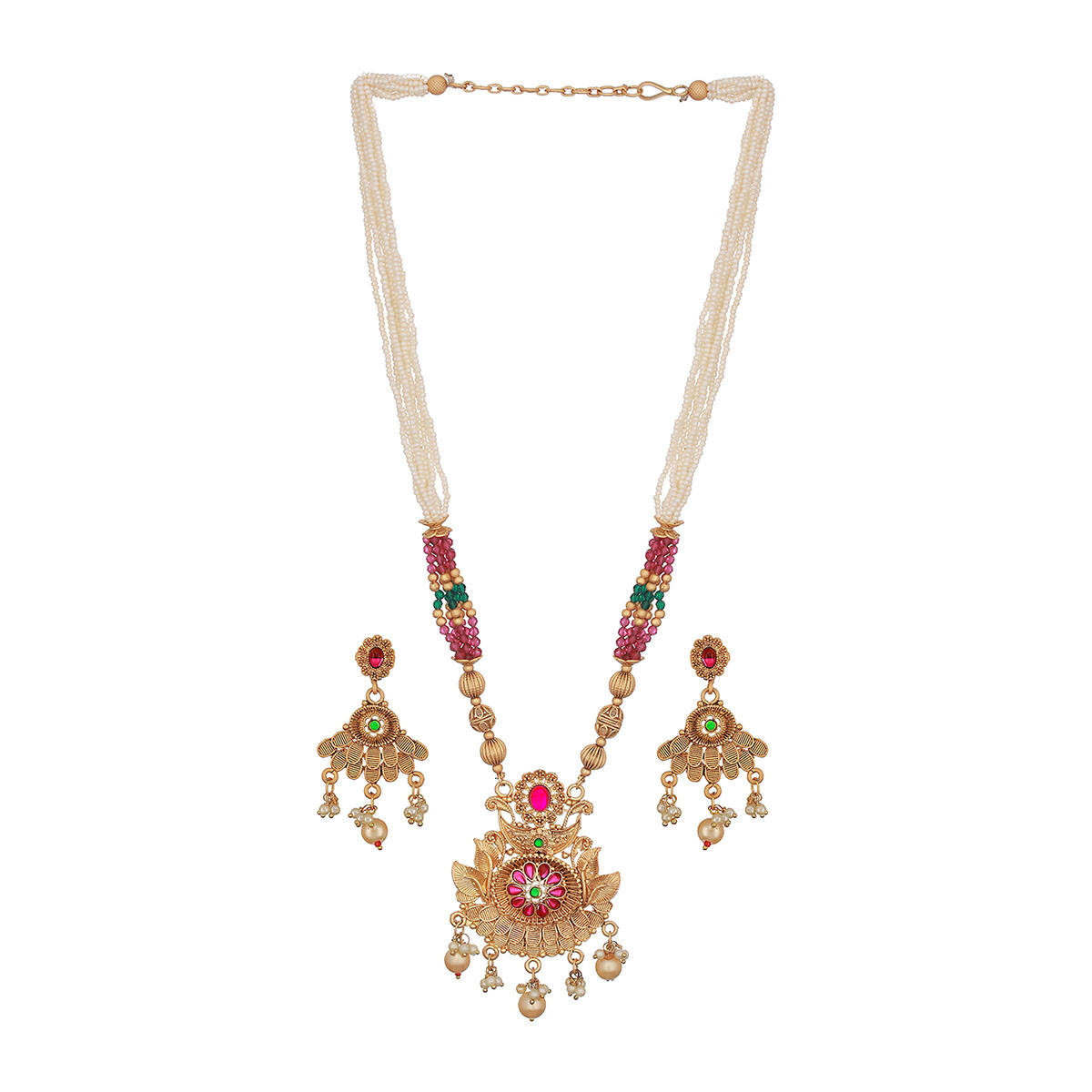 Aatmana 24K Gold-Plated Multi-Color Beaded Handcrafted Traditional Necklace Set