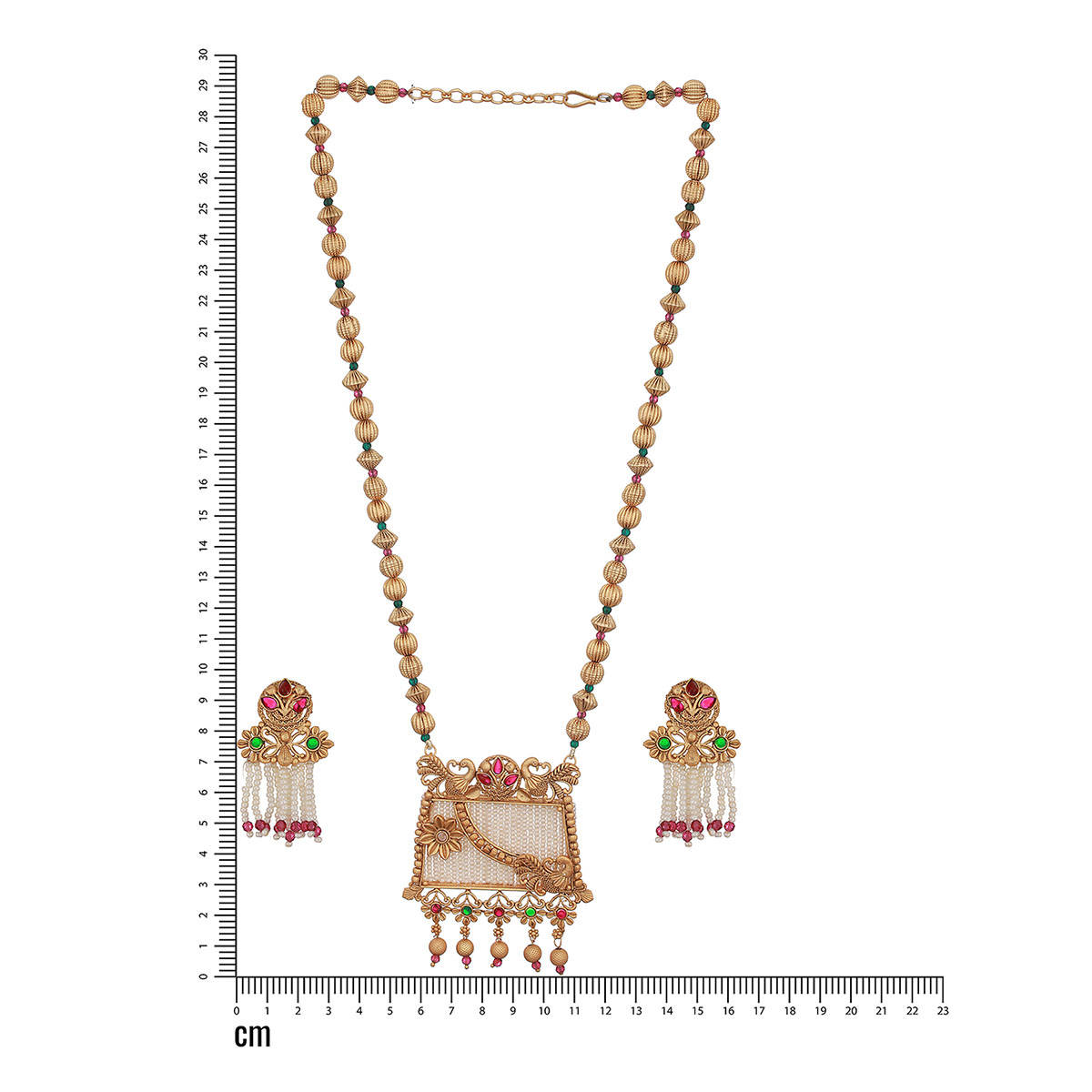 Aatmana 24K Gold-Plated Multi-Color Stone Studded and Pearl Beaded Handcrafted Traditional Necklace