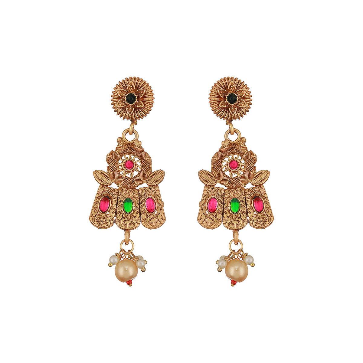 Aatmana 24K Gold-Plated Multi-Color Stone Studded Beaded Handcrafted Traditional Necklace